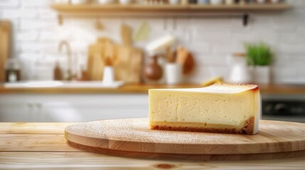 New York Cheesecake Slice Wooden Kitchen Table