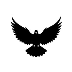 Obraz premium Flying pigeon silhouette vector on white background 