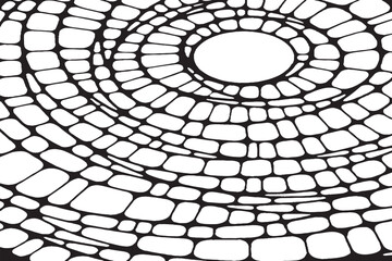 Abstract Black and White Circular Mosaic Pattern