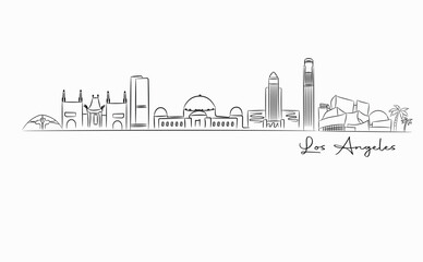 Naklejka premium Los Angeles city skyline doodle