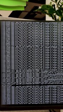 System console displaying file system errors on a monitor screen in an office