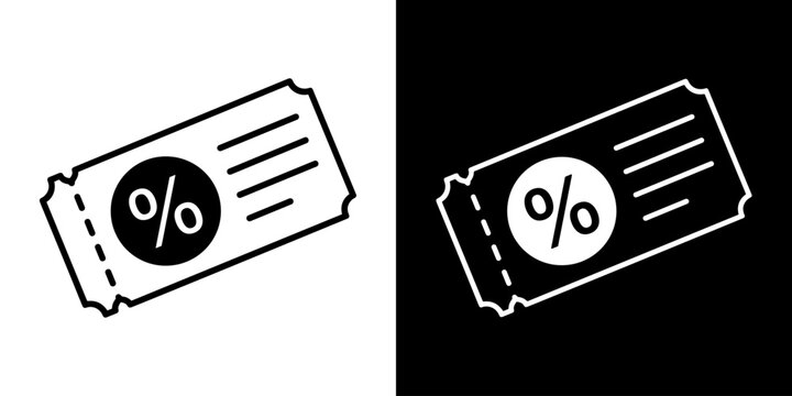 Discount coupon icon concept in flat black and white style on clean background vector illustration design	
