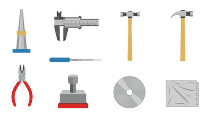 Obraz premium Set of essential workshop tools in flat design
