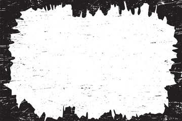 Black Grunge Paint Drip Border with Distressed Texture Background