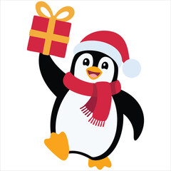 Fototapeta premium Cute Christmas Penguin Character Design Illustration for Holiday Greetings