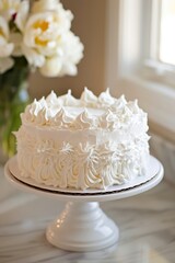 White Frosted Cream Wedding Cake Birthday Cake Food Photography