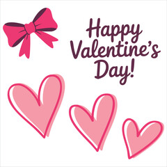 Minimalist Valentines Background with Heart Shapes Isolated Vector Illustration on White Background