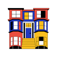 A colorful illustration of a victorian style house