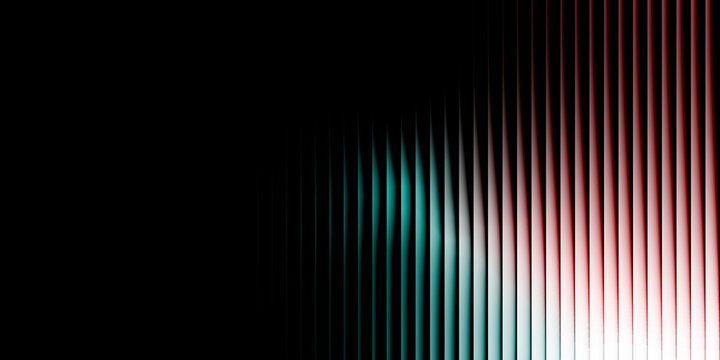 A visually striking image with a black background and colorful vertical lines gradating from teal to red and white.