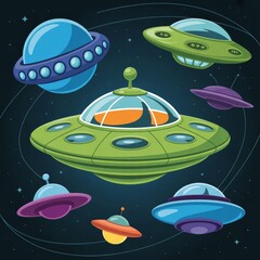 Cartoon Ufos Fill Outer Space