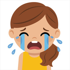 Obraz premium Tears girl vector for cry and emotional expression concepts