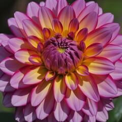 Obraz premium Vibrant pink and yellow dahlia blooms