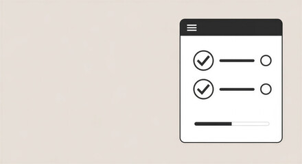 Fototapeta premium Minimal checklist interface with checkboxes and progress bar with space for text