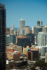 Fototapeta premium Aerial View of the Chicago Skyline on a Clear Blue Sky Day