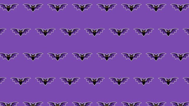 Seamless Halloween Bat Pattern Background, Cute Purple Flying Bat Loopable Animated Repeat Design