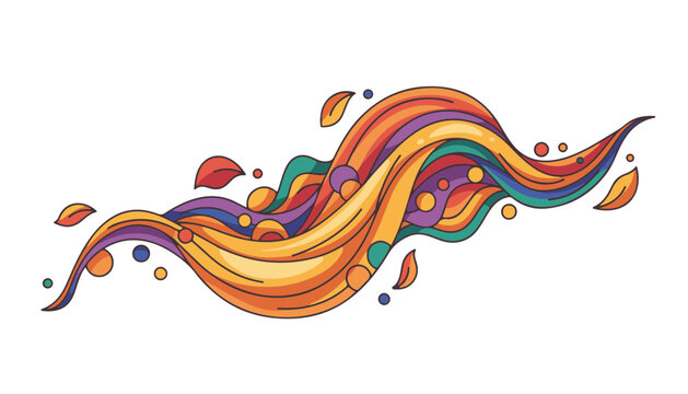 Iridescent silk fabric abstract 3d wave flowing with colorful gradient curves isolated on white for luxury branding background