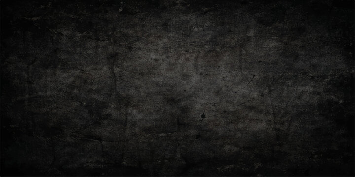 Dark aged concrete wall background with a rough black stone texture and vintage gray paper pattern for a dirty grunge design backdrop