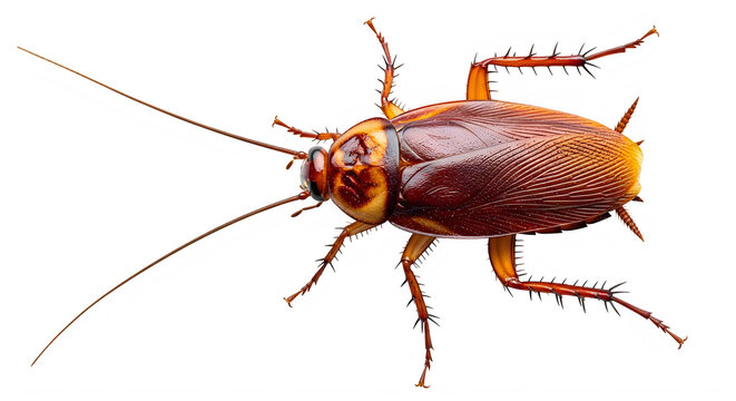 A brown cockroach on a white background