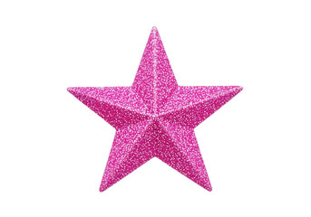 Obraz premium A bright pink star with a glittery texture on a white background.