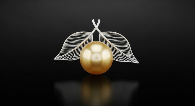 Golden pendant with silver wings on a black background