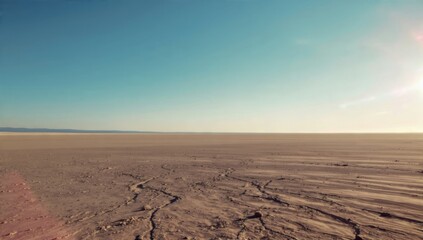 Vast Desert Landscape Under Clear Blue Sky