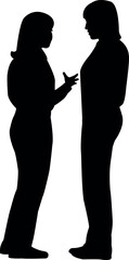 two women making chat, silhouette vector