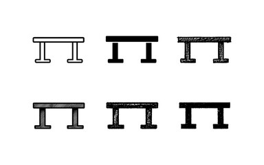 Fototapeta premium Collection of simple table icons in various styles and fills for design