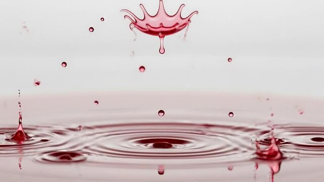 Vibrant red liquid splash in water with dynamic crown shape