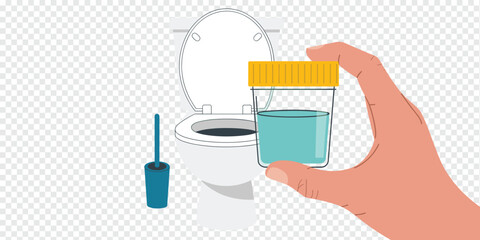 Hand Holding Toilet Dye Test Water Isolated on Transparent Background Plumbing Inspection Concept