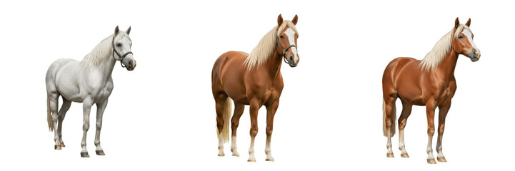 Obraz premium Connemara Pony Equus ferus caballus isolated on white background, Irish native pony from Connemara Éire Ireland, versatile sport pony breed studio cutout