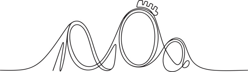 One continuous line drawing of National Roller Coaster Day vector illustration. one line art icon drawing vector © sadi