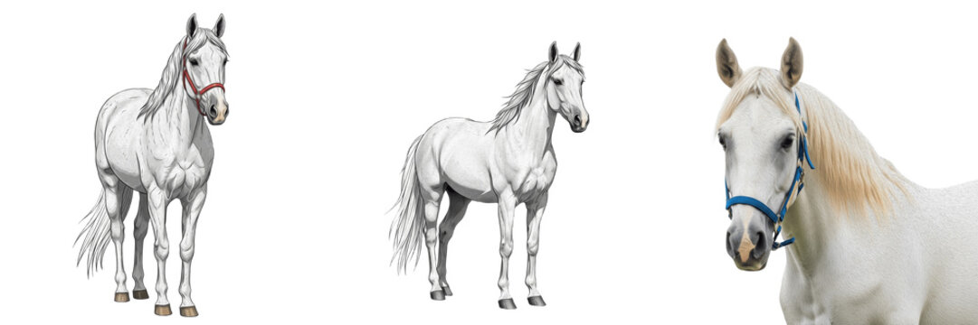 Paso Fino Horse Equus ferus caballus isolated on white background, Puerto Rico and Colombia gaited horse breed, smooth lateral gait equine, Latin American saddle horse studio cutout