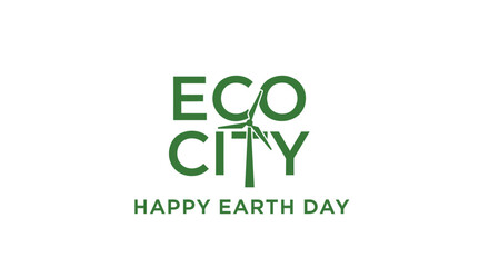 Fototapeta premium Eco city Happy Earth Day logo vector