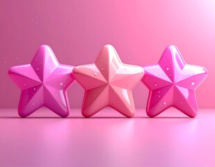 Three Pink Stars on a Pink Background.