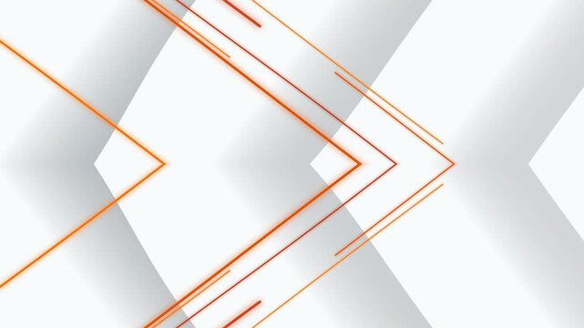 Futuristic White Geometric Background with Glowing Orange Lines