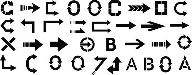  arrows sets silhouette on a white background 