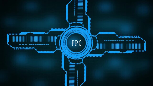 glowing, Business, Technology, Internet and network concept. PPC Pay per click payment. Technology digital marketing grid and map background.