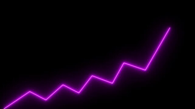 Market Recovery Concept. Successful growth trend blue line graph going Up.Abstract neon line arrow down business graph. business neon line animation.4k