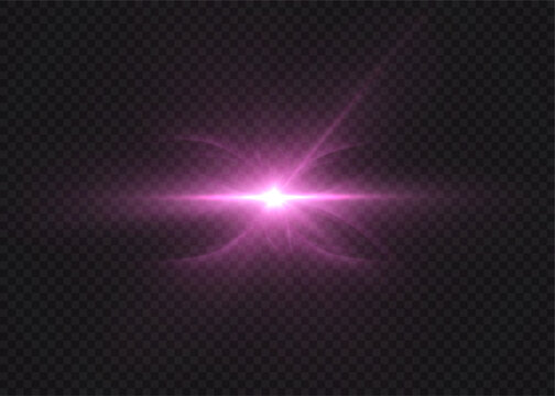 Bright cosmic light with an intense core, horizontal energy beam and soft pink glowing halo, for creating cosmic effects and science fiction overlays on a dark background.