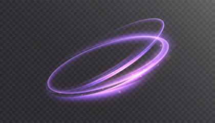A purple glowing energy vortex with smooth motion blur and sparkling particles. A futuristic lighting effect for interfaces, portals, logos, banners, and overlays. © Valeriia