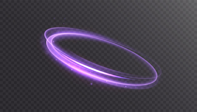 A glowing purple elliptical energy vortex with smooth motion blur and a soft aura. A futuristic light vortex for interfaces, portals, logos, banners, and overlays.