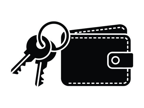 Wallet and house keys icon design element.
