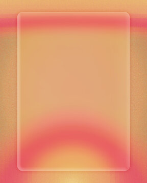 Light peach and pastel coral grainy gradient background with frosted glassmorphism effect. Translucent glass rectangle overlay on noisy retro soft texture