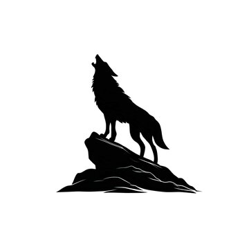 silhouette of a howling wolf