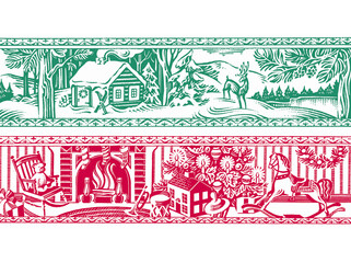 vintage style winter and xmas scenes