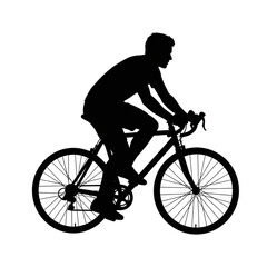 Fototapeta premium Man Riding a Bicycle Silhouette Profile isolated on transparent background.