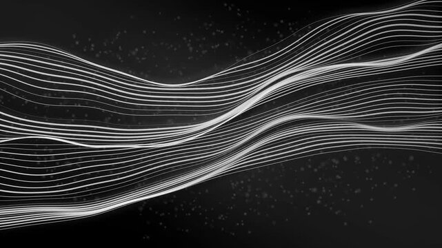 Monochrome Flowing Line Wave Abstract Technology Loop