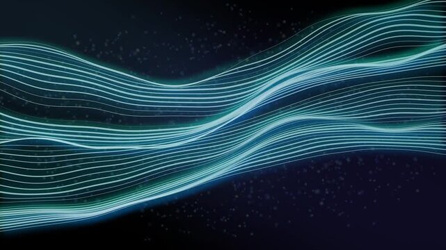 Blue Flowing Line Wave Technology Background Loop