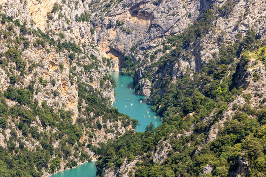 Breathtaking views  on the Gorges du Verdon  a deep, steep canyon formed by the Verdon River located in the Alpes-de-Haute-Provence region of Southeastern France.