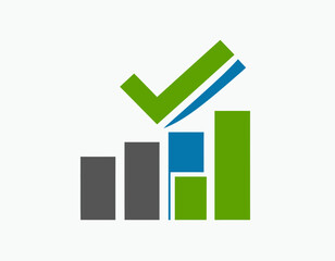 Successful Growth Chart With Check Mark For Business Project Verified Concept